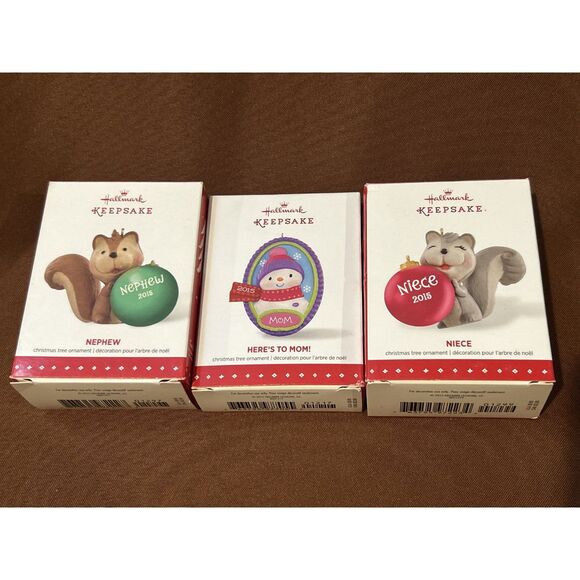 Hallmark lot of 3 Christmas Ornaments Niece, Mom and Nephew - Picture 1 of 6